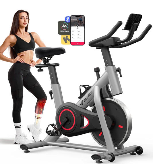 Exercise Bike Stationary 100 Resistance Levels Indoor Cycling for Home Office Cardio Workout Machine, Free Bluetooth App Height-Adjustable Padded Seat