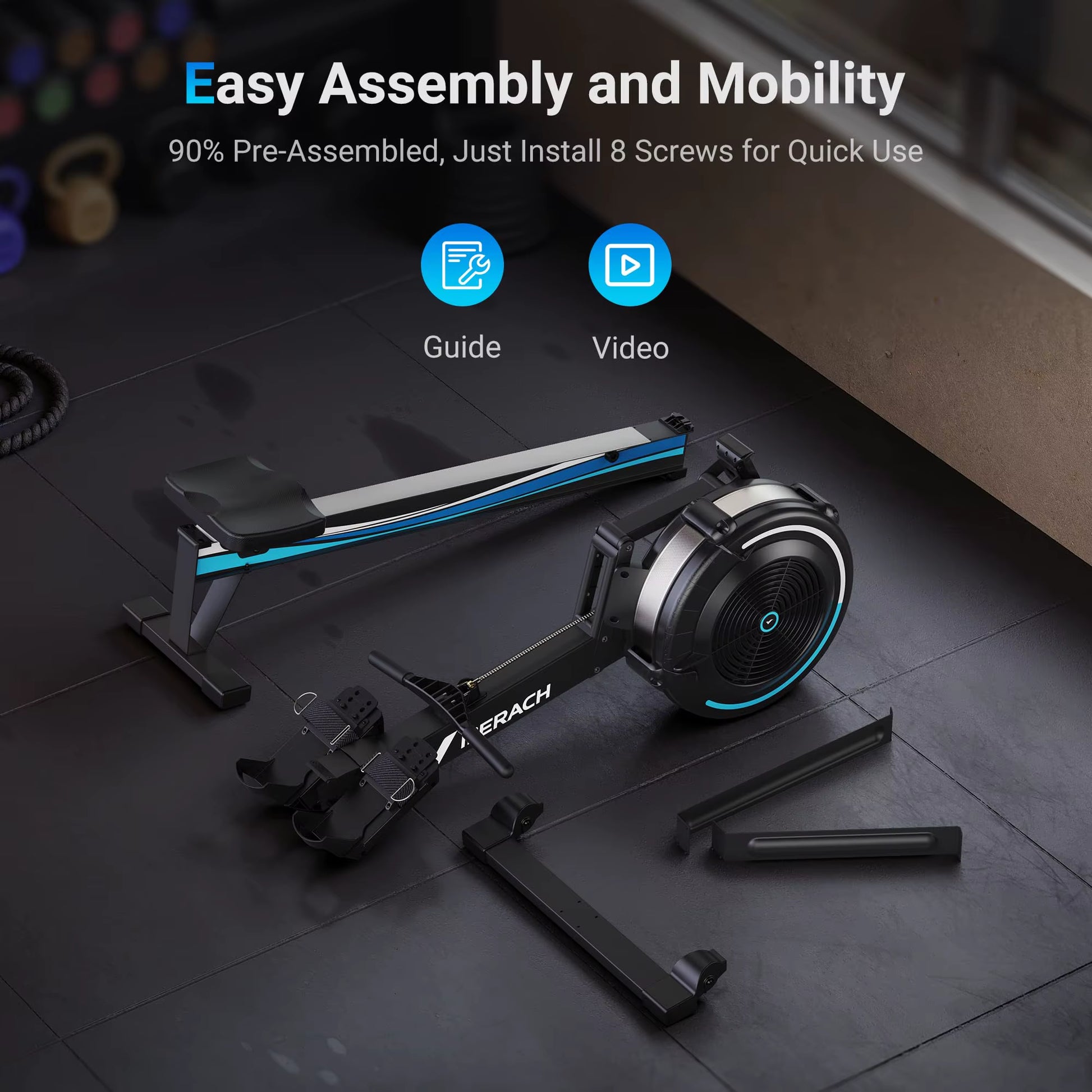 Rowing Machines for Home Adjustable Air Resistance Professional Rowing Machine Ergonomic Comfort Seat Performance Monitor