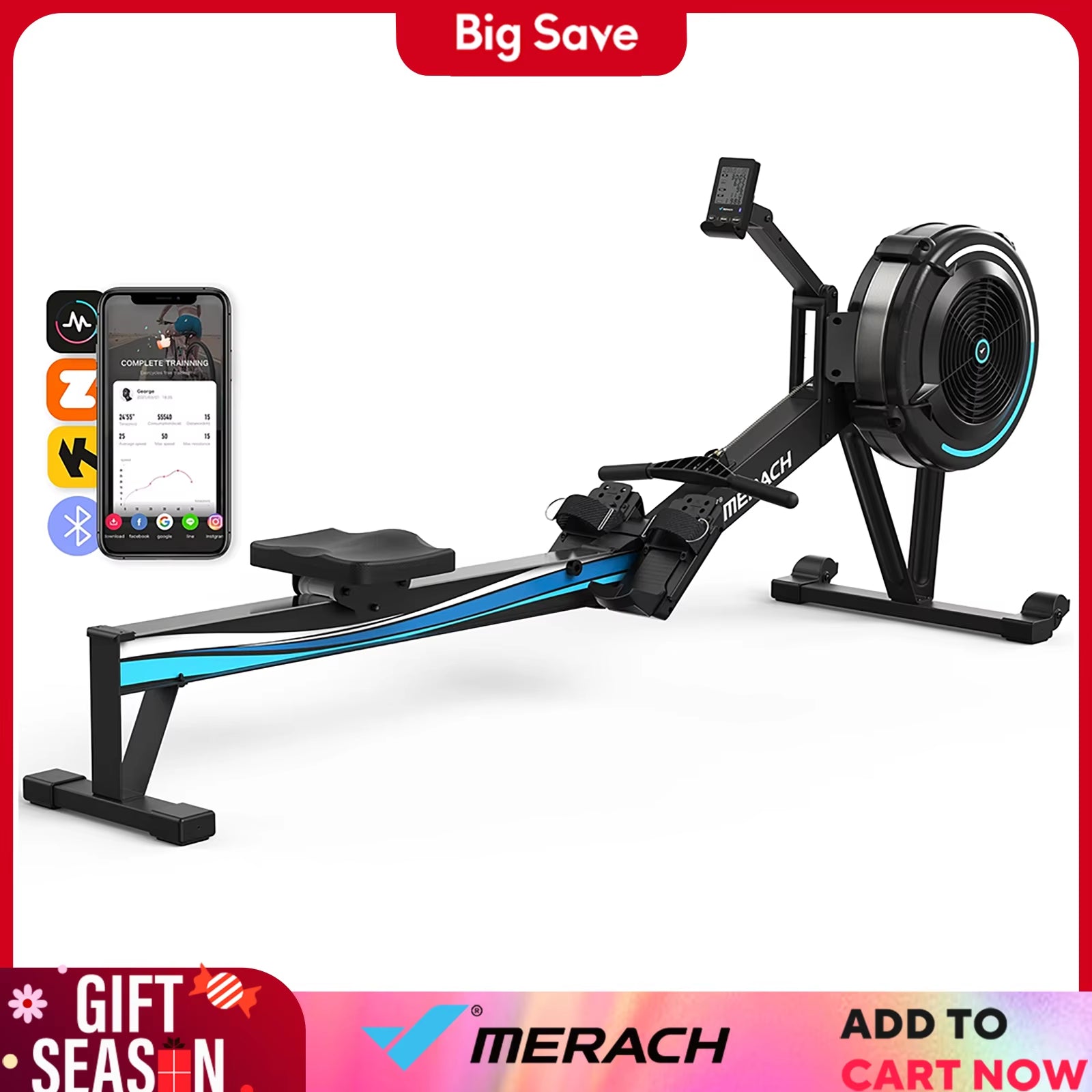 Rowing Machines for Home Adjustable Air Resistance Professional Rowing Machine Ergonomic Comfort Seat Performance Monitor