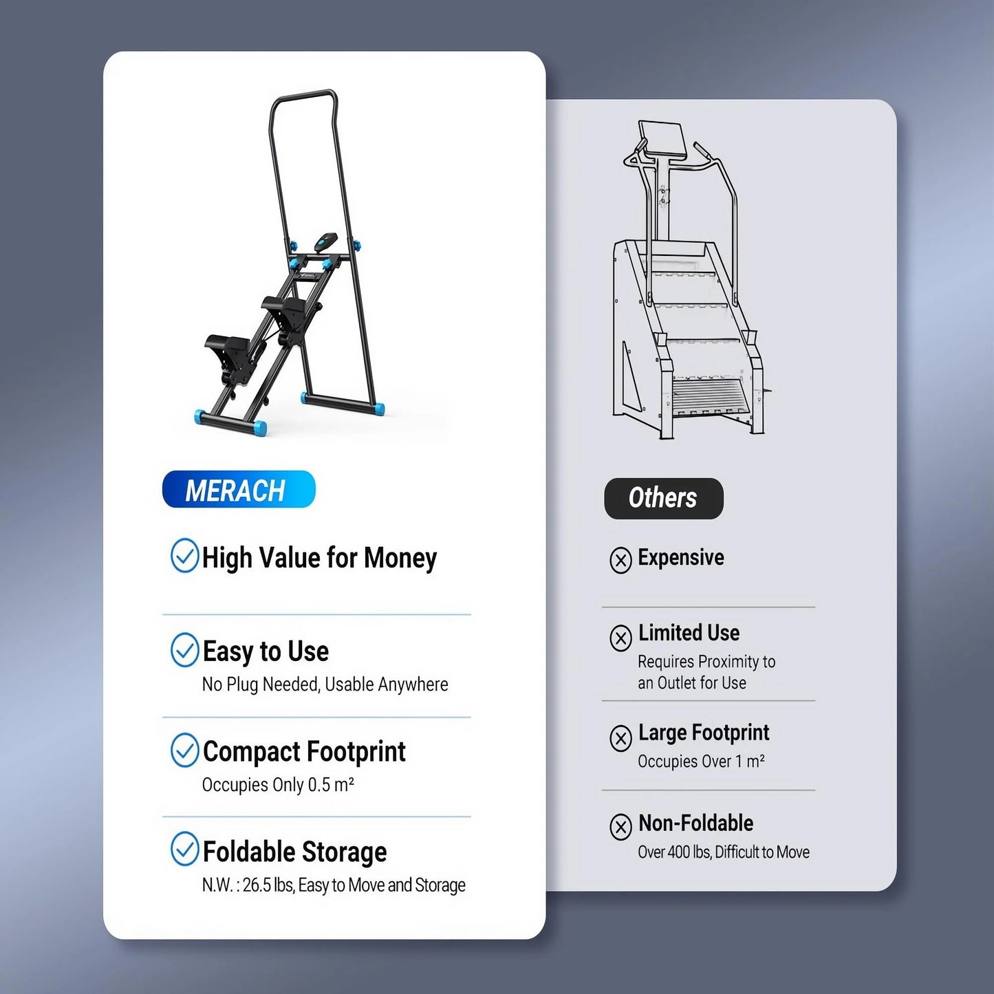 Stair Stepper for Home Compact Foldable Vertical Climber - Full-Body Workout Stepper, Home Gym Cardio Exercise Equipment
