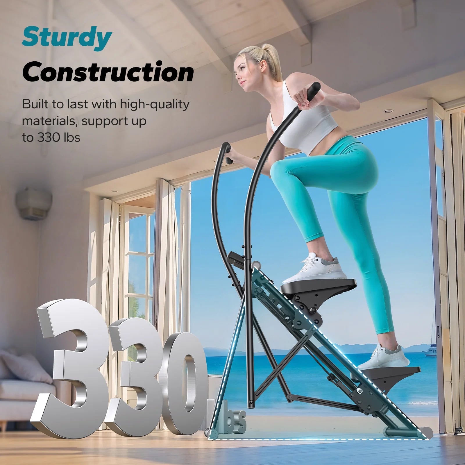 3 in 1 Stepper Climber Elliptical with Handles, Adjustable Incline, Full Body Home Fitness Machine
