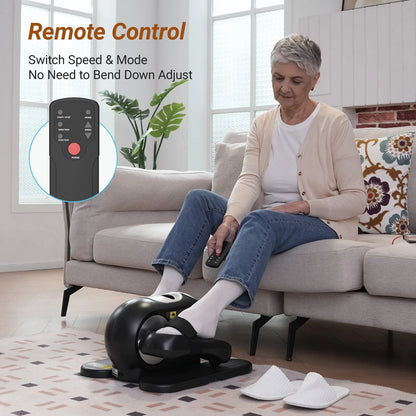 under Desk Elliptical Machine, 12 Adjustable Speeds Quiet, LCD Monitor, Portable Fitness Equipment Gift for Family with Resistance Bands