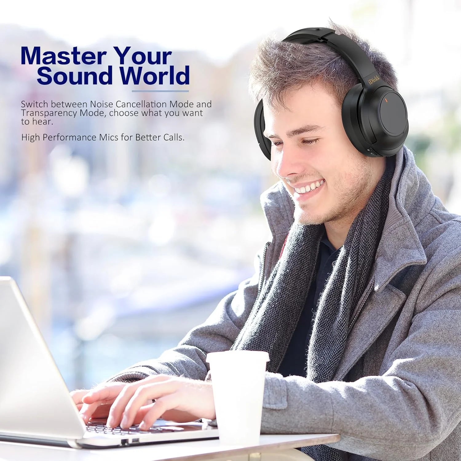 Noise Cancelling Headphones with Deep Bass for Gift，Trips，Commuting Black,E11A Hybrid Active