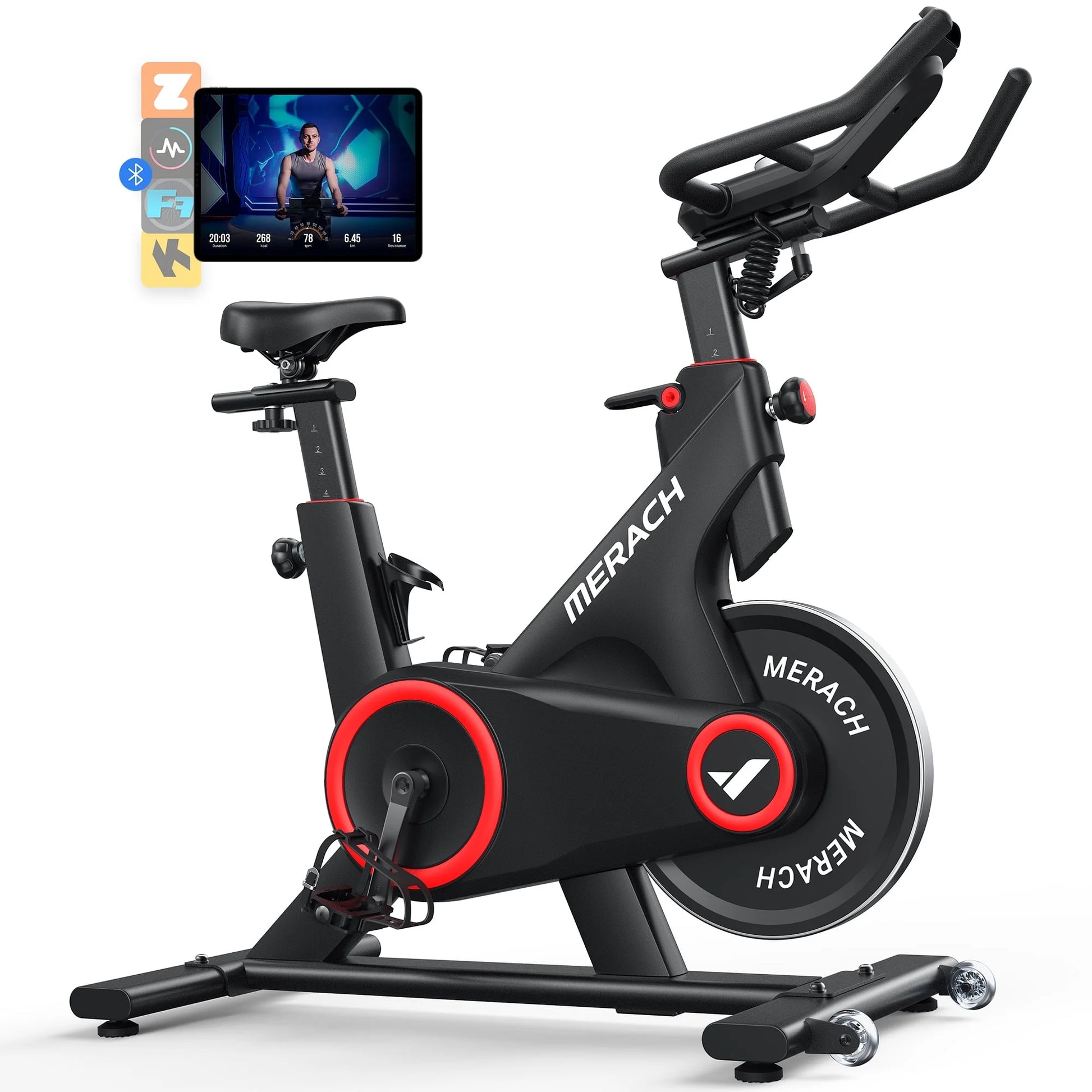 Exercise Bike with 350Lbs Weight Capacity, Indoor Cycling Bicycle Auto Magnetic 16 Levels Resistance for Home Cardio Workout
