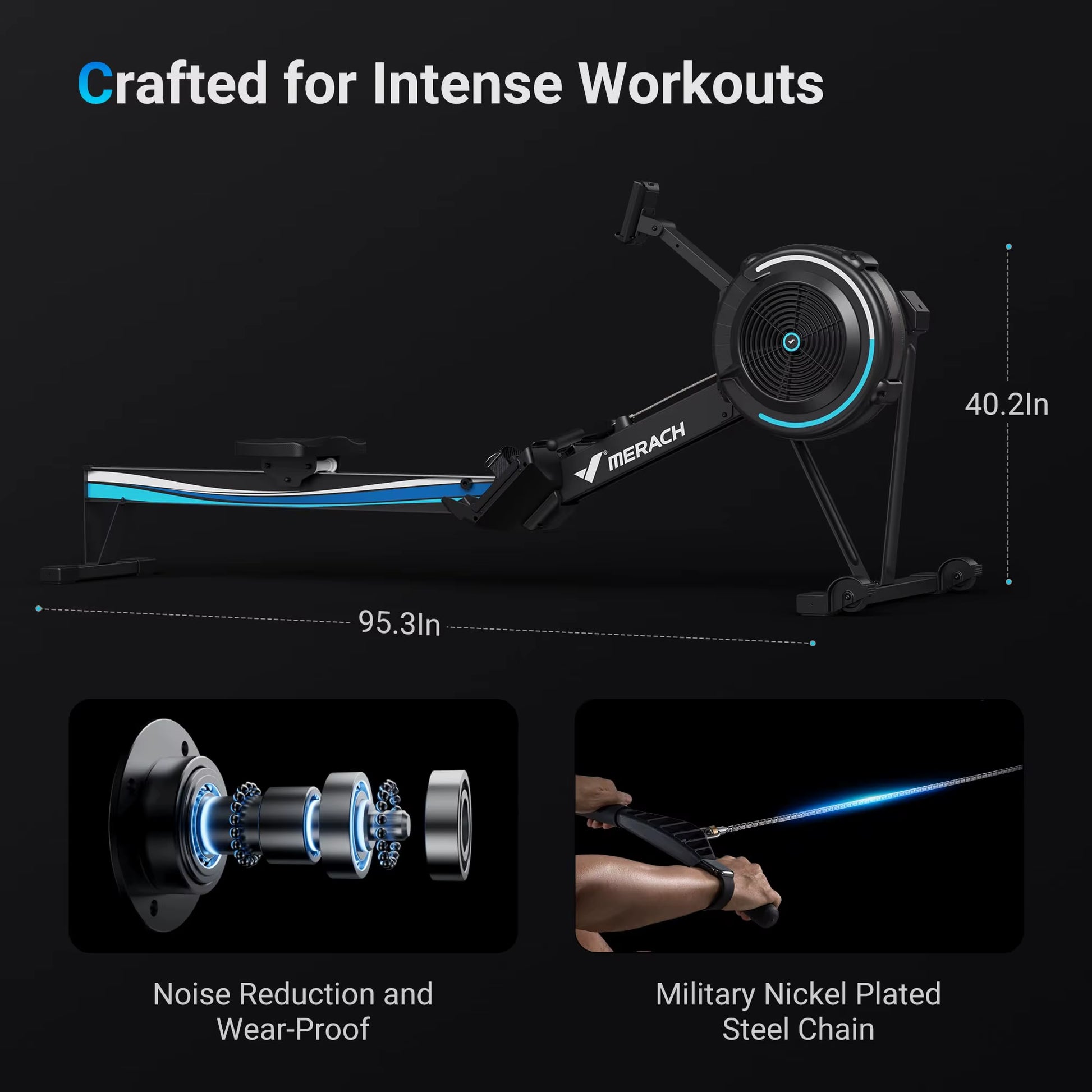 Rowing Machines for Home Adjustable Air Resistance Professional Rowing Machine Ergonomic Comfort Seat Performance Monitor