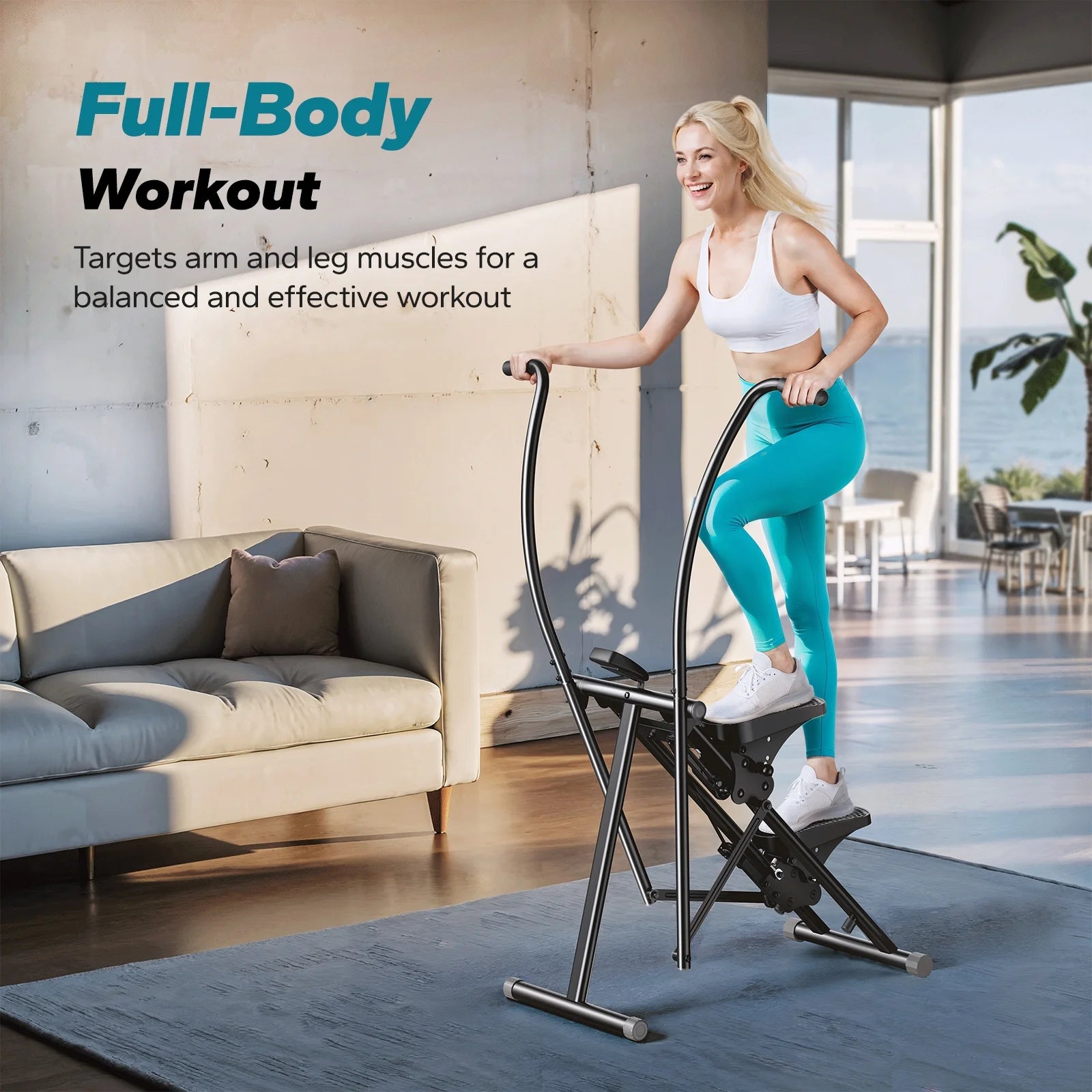 3 in 1 Stepper Climber Elliptical with Handles, Adjustable Incline, Full Body Home Fitness Machine
