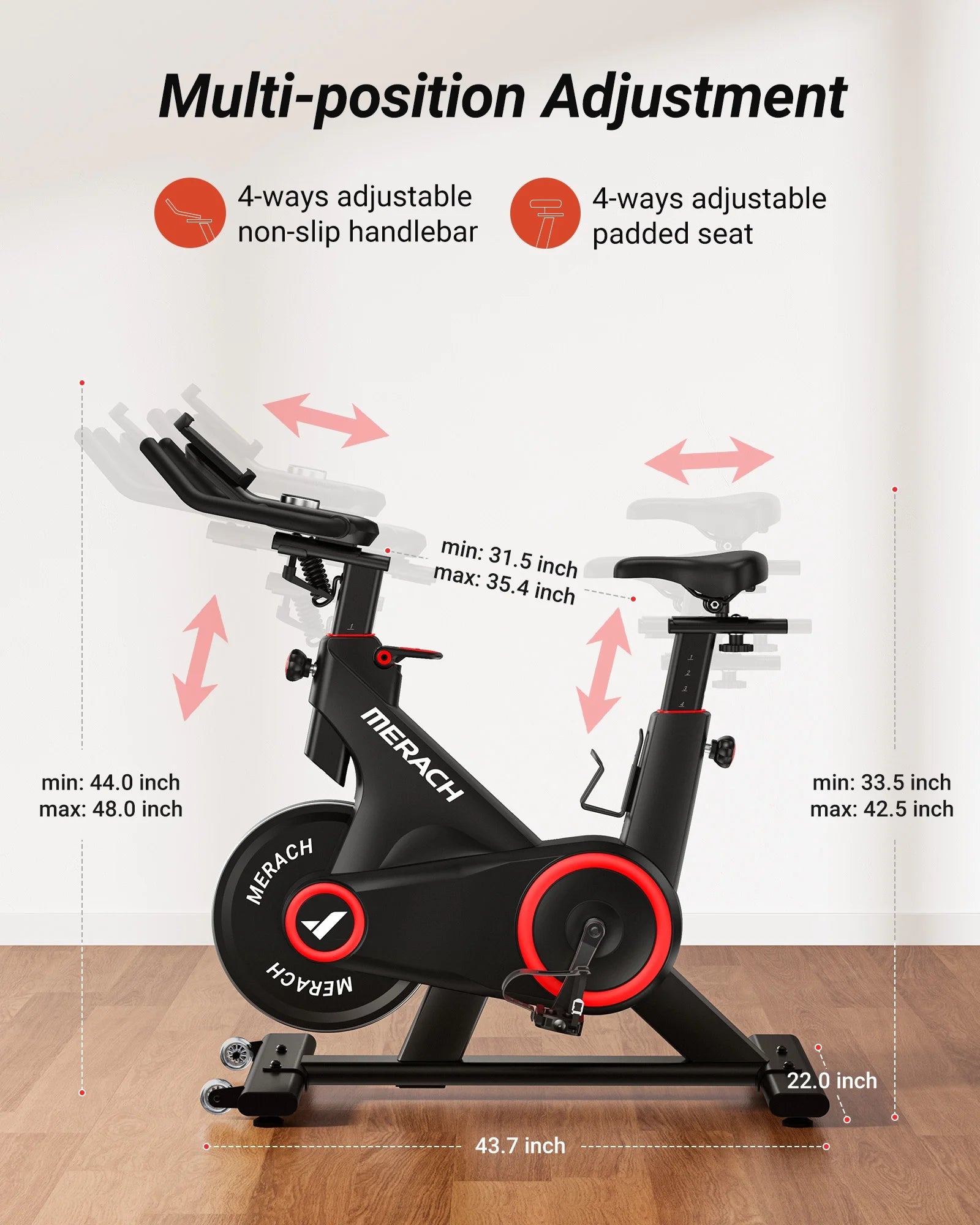 Exercise Bike with 350Lbs Weight Capacity, Indoor Cycling Bicycle Auto Magnetic 16 Levels Resistance for Home Cardio Workout