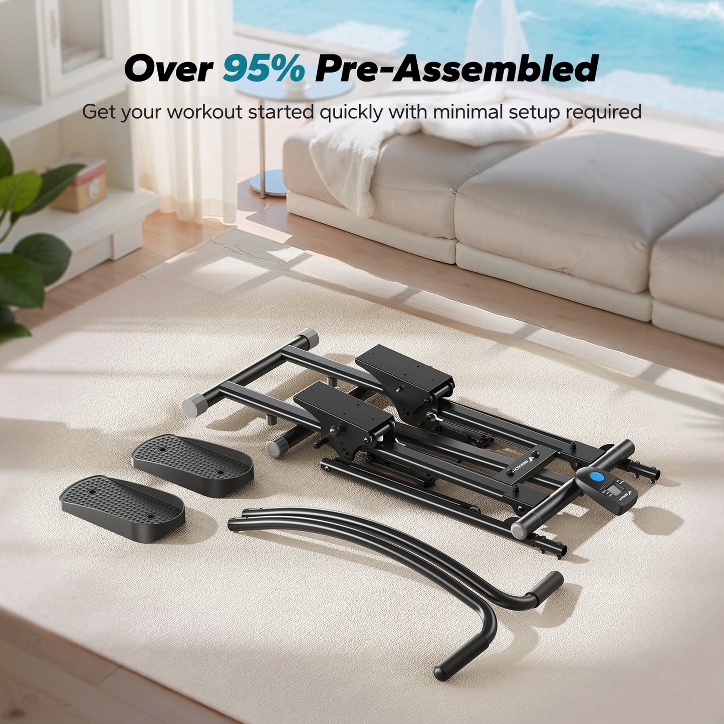 3 in 1 Stepper Climber Elliptical with Handles, Adjustable Incline, Full Body Home Fitness Machine